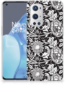 B2Ctelecom Telefoon Hoesje OnePlus 9 Pro Mobiel Case Zwart Bloemen