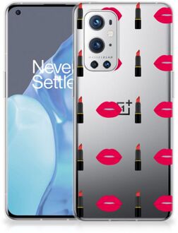 B2Ctelecom Telefoon Hoesje OnePlus 9 Pro Silicone Hoesje Doorzichtig Lipstick Kiss