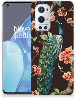 B2Ctelecom Telefoon Hoesje OnePlus 9 Pro Siliconen Back Cover Pauw met Bloemen