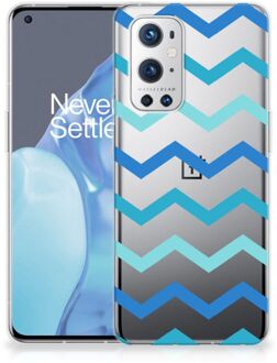 B2Ctelecom Telefoon Hoesje OnePlus 9 Pro Siliconen Back Cover Zigzag Blauw