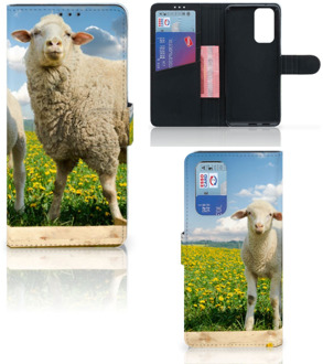 B2Ctelecom Telefoon Hoesje OnePlus 9 Pro Wallet Book Case met foto Schaap en Lammetje