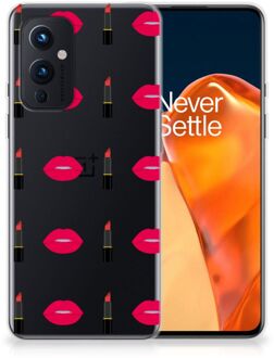 B2Ctelecom Telefoon Hoesje OnePlus 9 Silicone Hoesje Doorzichtig Lipstick Kiss