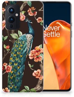 B2Ctelecom Telefoon Hoesje OnePlus 9 Siliconen Back Cover Pauw met Bloemen