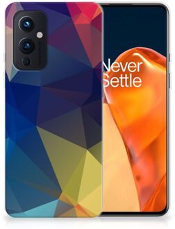 B2Ctelecom Telefoon Hoesje OnePlus 9 Siliconen Back Cover Polygon Dark