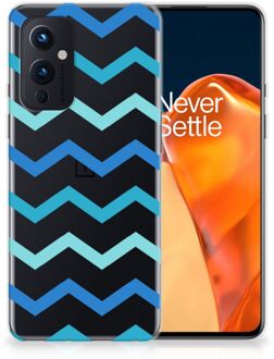 B2Ctelecom Telefoon Hoesje OnePlus 9 Siliconen Back Cover Zigzag Blauw