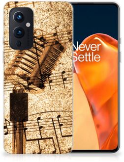 B2Ctelecom Telefoon Hoesje OnePlus 9 Siliconen Hoesje met Naam Bladmuziek