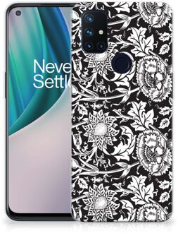 B2Ctelecom Telefoon Hoesje OnePlus Nord N10 5G Mobiel Case Zwart Bloemen