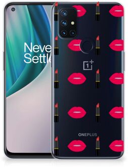 B2Ctelecom Telefoon Hoesje OnePlus Nord N10 5G Silicone Hoesje Doorzichtig Lipstick Kiss