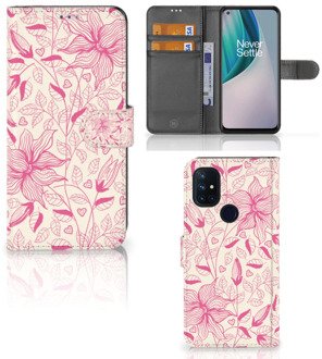 B2Ctelecom Telefoon Hoesje OnePlus Nord N10 Magnet Case Pink Flowers