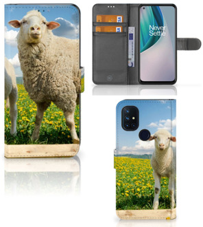 B2Ctelecom Telefoon Hoesje OnePlus Nord N10 Wallet Book Case met foto Schaap en Lammetje