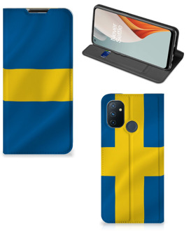 B2Ctelecom Telefoon Hoesje OnePlus Nord N100 Flipcase Zweedse Vlag