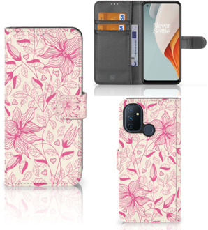 B2Ctelecom Telefoon Hoesje OnePlus Nord N100 Magnet Case Pink Flowers