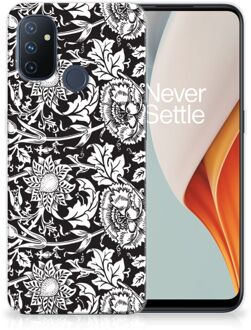 B2Ctelecom Telefoon Hoesje OnePlus Nord N100 Mobiel Case Zwart Bloemen