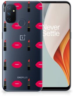 B2Ctelecom Telefoon Hoesje OnePlus Nord N100 Silicone Hoesje Doorzichtig Lipstick Kiss