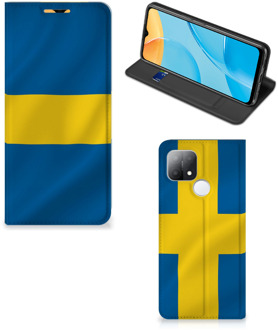 B2Ctelecom Telefoon Hoesje OPPO A15 Flipcase Zweedse Vlag