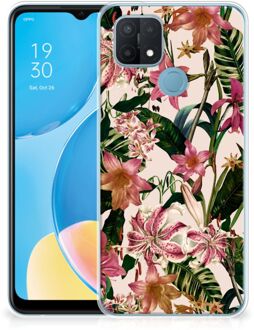 B2Ctelecom Telefoon Hoesje OPPO A15 Leuk TPU Back Case Bloemen