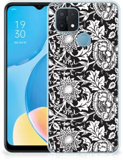 B2Ctelecom Telefoon Hoesje OPPO A15 Mobiel Case Zwart Bloemen