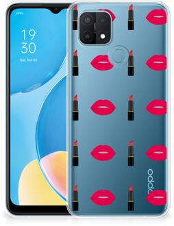 B2Ctelecom Telefoon Hoesje OPPO A15 Silicone Hoesje Doorzichtig Lipstick Kiss