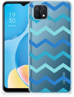 B2Ctelecom Telefoon Hoesje OPPO A15 Siliconen Back Cover Zigzag Blauw