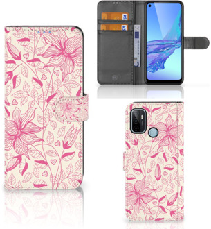 B2Ctelecom Telefoon Hoesje OPPO A53 | OPPO A53s Magnet Case Pink Flowers