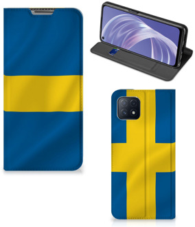 B2Ctelecom Telefoon Hoesje OPPO A73 5G Flipcase Zweedse Vlag