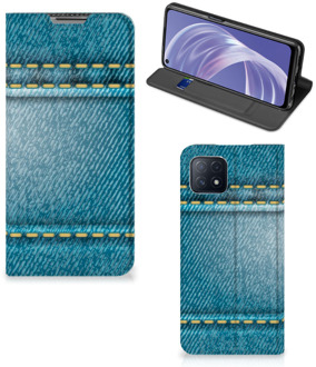 B2Ctelecom Telefoon Hoesje OPPO A73 5G Wallet Case Jeans