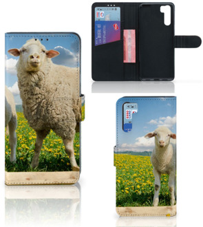 B2Ctelecom Telefoon Hoesje OPPO A91 | Reno3 Book Wallet Case met foto Schaap en Lammetje