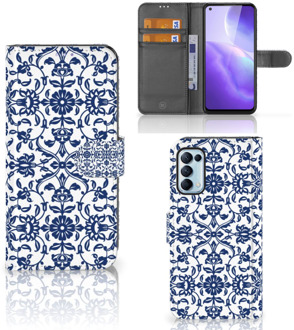 B2Ctelecom Telefoon Hoesje OPPO Find X3 Lite Book Case Flower Blue