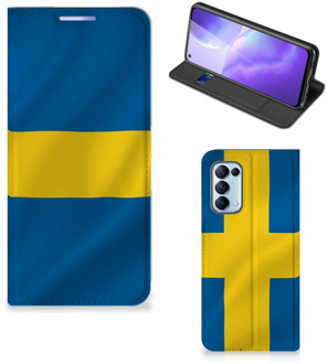 B2Ctelecom Telefoon Hoesje OPPO Find X3 Lite Flipcase Zweedse Vlag