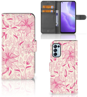 B2Ctelecom Telefoon Hoesje OPPO Find X3 Lite Magnet Case Pink Flowers