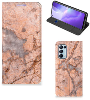 B2Ctelecom Telefoon Hoesje OPPO Find X3 Lite Wallet Book Case Marmer Oranje