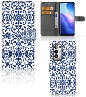 B2Ctelecom Telefoon Hoesje OPPO Find X3 Neo 5G Book Case Flower Blue