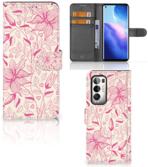 B2Ctelecom Telefoon Hoesje OPPO Find X3 Neo 5G Magnet Case Pink Flowers