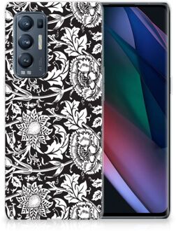 B2Ctelecom Telefoon Hoesje OPPO Find X3 Neo Mobiel Case Zwart Bloemen