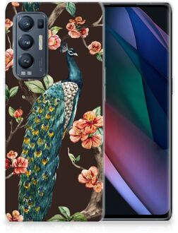 B2Ctelecom Telefoon Hoesje OPPO Find X3 Neo Siliconen Back Cover Pauw met Bloemen