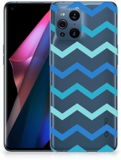 B2Ctelecom Telefoon Hoesje OPPO Find X3 | X3 Pro Siliconen Back Cover Zigzag Blauw