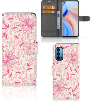 B2Ctelecom Telefoon Hoesje OPPO Reno 4 Pro 5G Magnet Case Pink Flowers