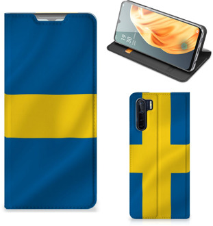 B2Ctelecom Telefoon Hoesje OPPO Reno3 | A91 Flipcase Zweedse Vlag