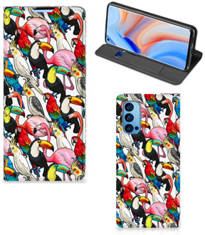 B2Ctelecom Telefoon Hoesje OPPO Reno4 Pro 5G Bookcover Case Birds