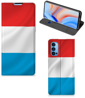 B2Ctelecom Telefoon Hoesje OPPO Reno4 Pro 5G Flip Cover Luxemburgse Vlag