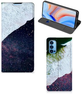 B2Ctelecom Telefoon Hoesje OPPO Reno4 Pro 5G Flip Cover Sea in Space