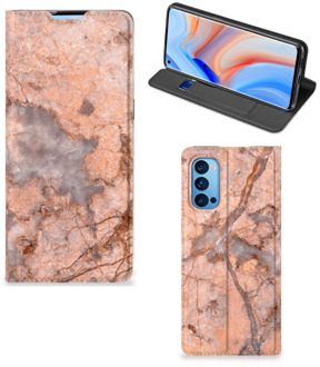 B2Ctelecom Telefoon Hoesje OPPO Reno4 Pro 5G Wallet Book Case Marmer Oranje