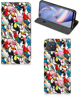 B2Ctelecom Telefoon Hoesje OPPO Reno4 Z 5G Bookcover Case Birds