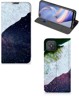 B2Ctelecom Telefoon Hoesje OPPO Reno4 Z 5G Flip Cover Sea in Space