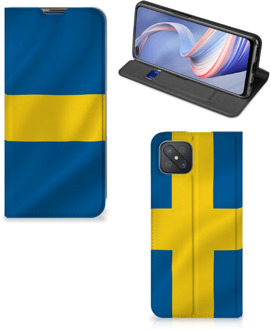 B2Ctelecom Telefoon Hoesje OPPO Reno4 Z 5G Flipcase Zweedse Vlag