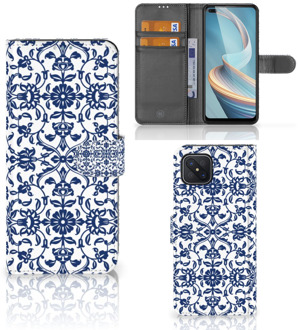 B2Ctelecom Telefoon Hoesje OPPO Reno4 Z Book Case Flower Blue