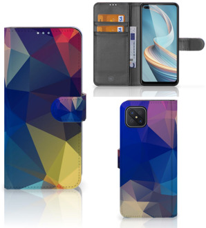 B2Ctelecom Telefoon Hoesje OPPO Reno4 Z Bookcase Polygon Dark