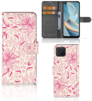 B2Ctelecom Telefoon Hoesje OPPO Reno4 Z Magnet Case Pink Flowers