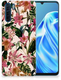 B2Ctelecom Telefoon Hoesje OPPP A91 Leuk TPU Back Case Bloemen