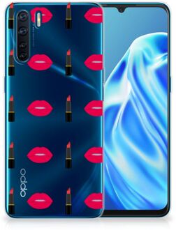 B2Ctelecom Telefoon Hoesje OPPP A91 Silicone Hoesje Doorzichtig Lipstick Kiss